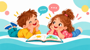 Bambini leggono insieme e comunicano